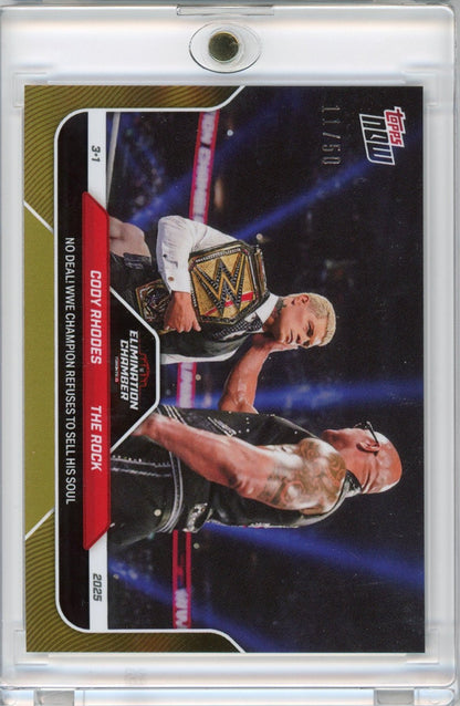 2025 Topps Now WWE Cody Rhodes/The Rock #26 Gold /50 No Deal! Wrestling Card