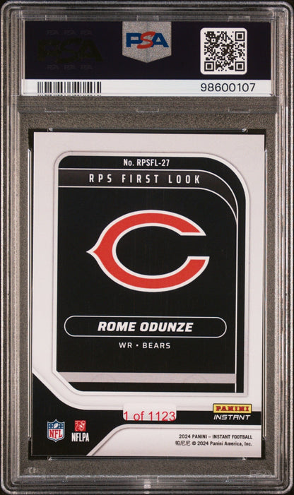 Graded 2024 Panini Instant NFL Rome Odunze #RPSFL27 RPS First Look Rookie RC Football Card PSA 9 Mint