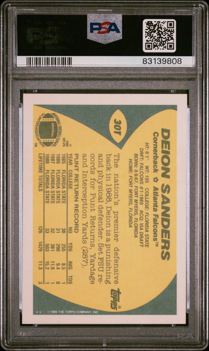 Graded 1989 Topps Traded Deion Sanders #30T Rookie RC Football Card PSA 10 Gem Mint
