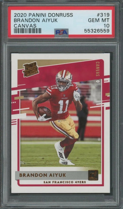 Graded 2020 Panini Donruss Brandon Aiyuk #319 Canvas Rookie RC Football Card PSA 10 Gem