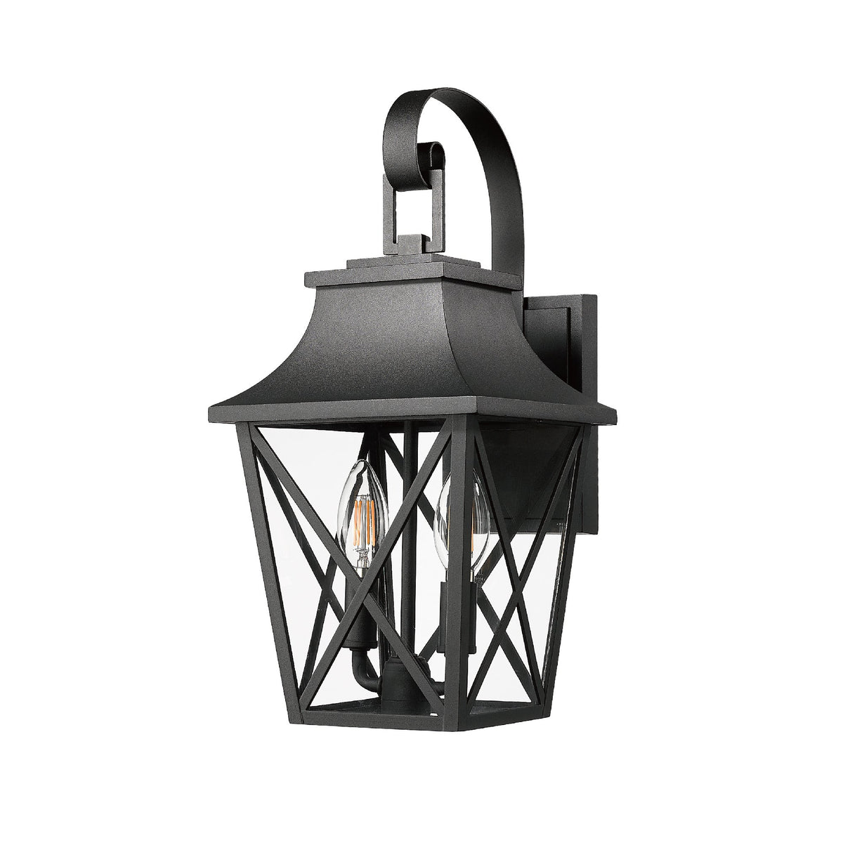 Black Outdoor Wall Lantern 2-Light