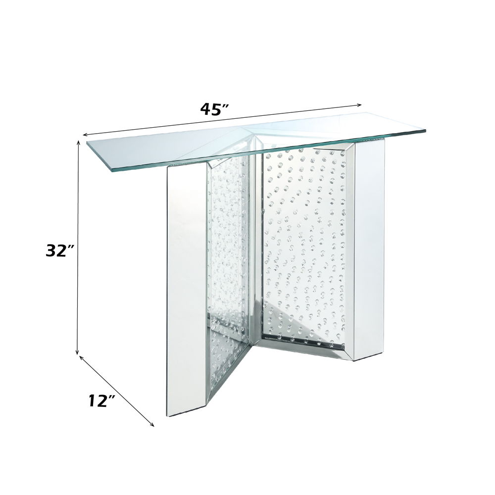 Nysa - 45" X 32" Console Table - Mirrored & Faux Crystals