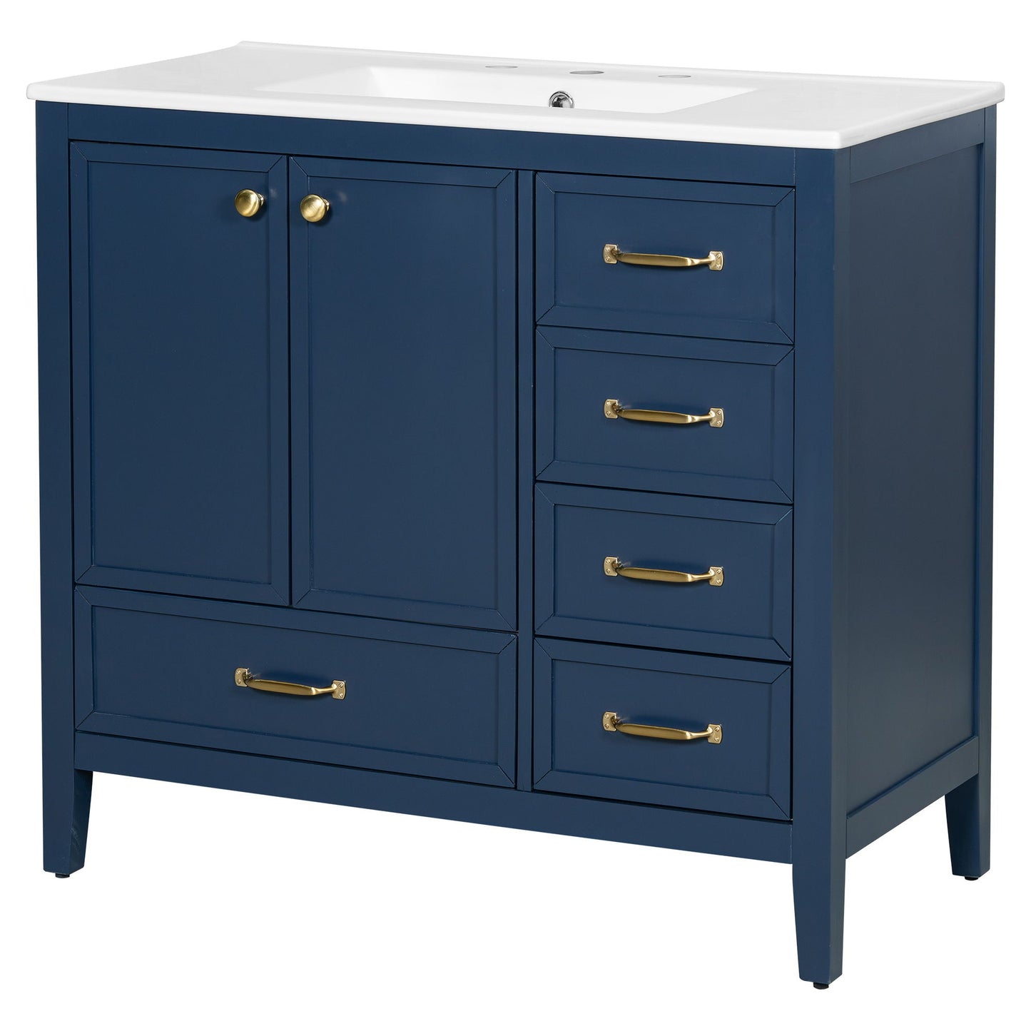 Elegant Vintage Bathroom Vanity With Sink and Soft Closing Drawers