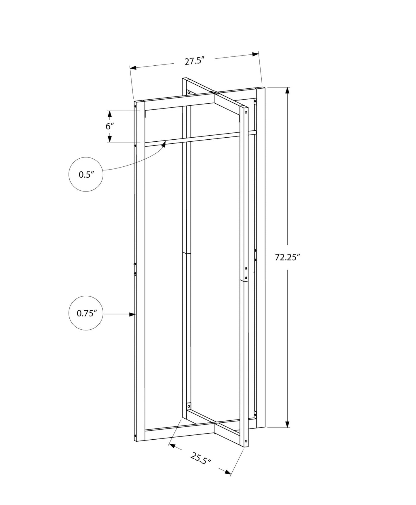 Coat Rack Hall Tree Free Standing Hanging Bar Entryway White