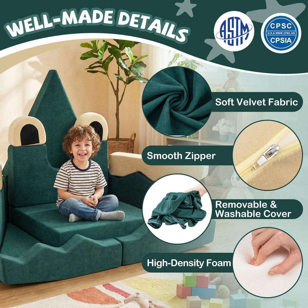 17 Pieces Modular Kids Play Couch for Inspiring Creativity