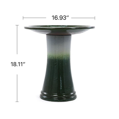 17" Ceramic Bird Bath for Outside, Elegant Tall Outdoor Bird Bath