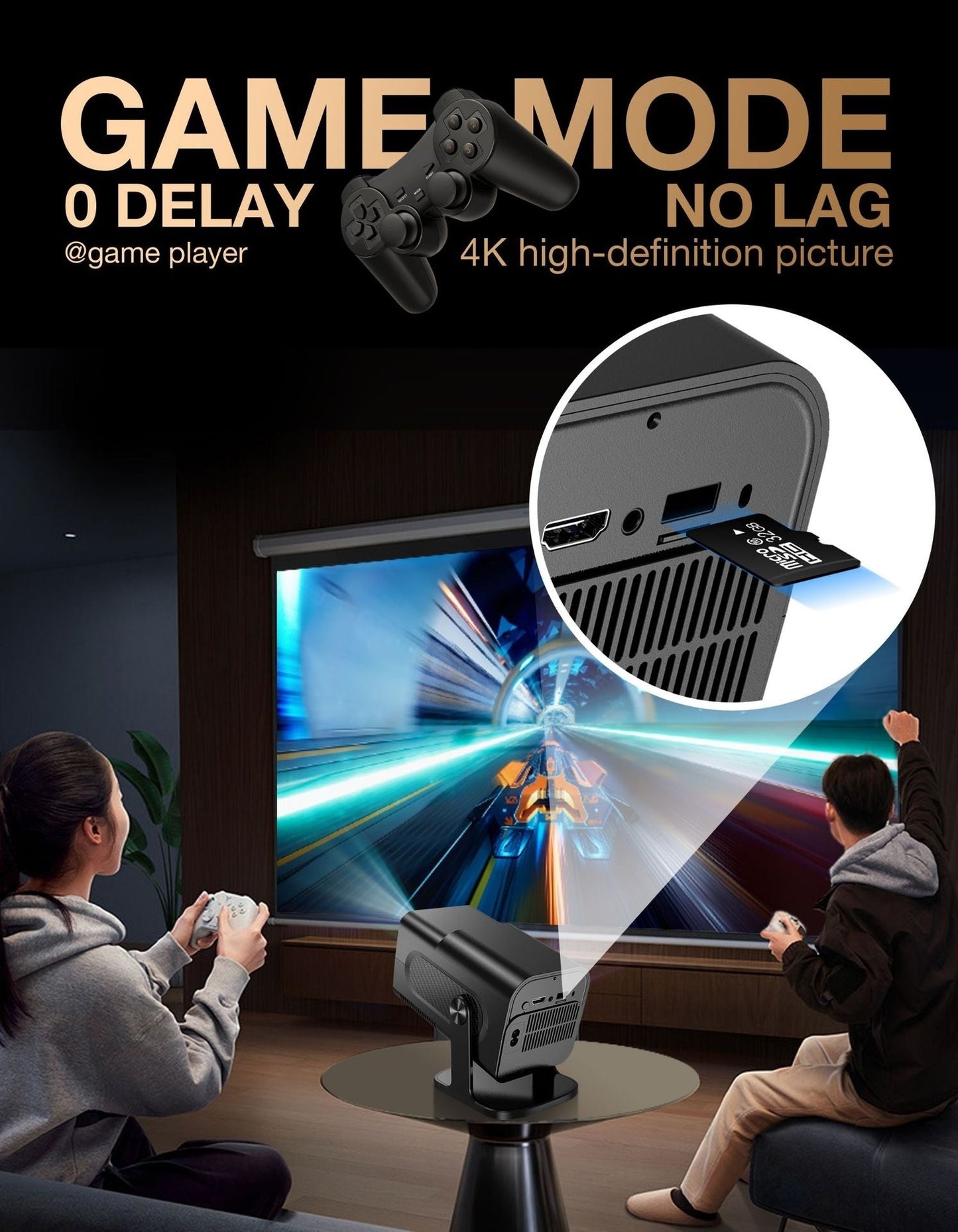 Android Projector Game Console - Portable Home Entertainment System with High-Quality Projection