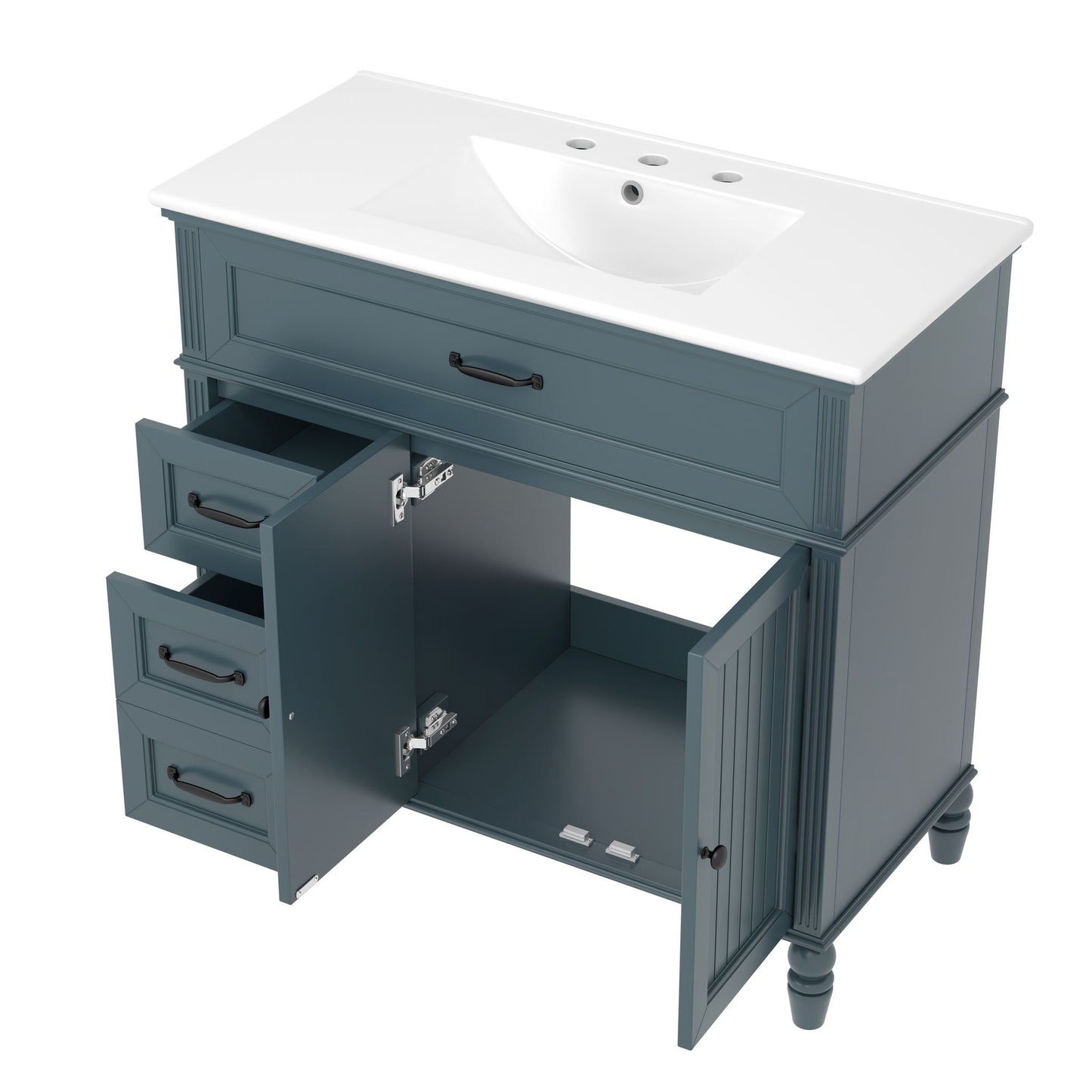 Bathroom Vanity With Sink, 2 Doors 2 Drawers, Freestanding Design