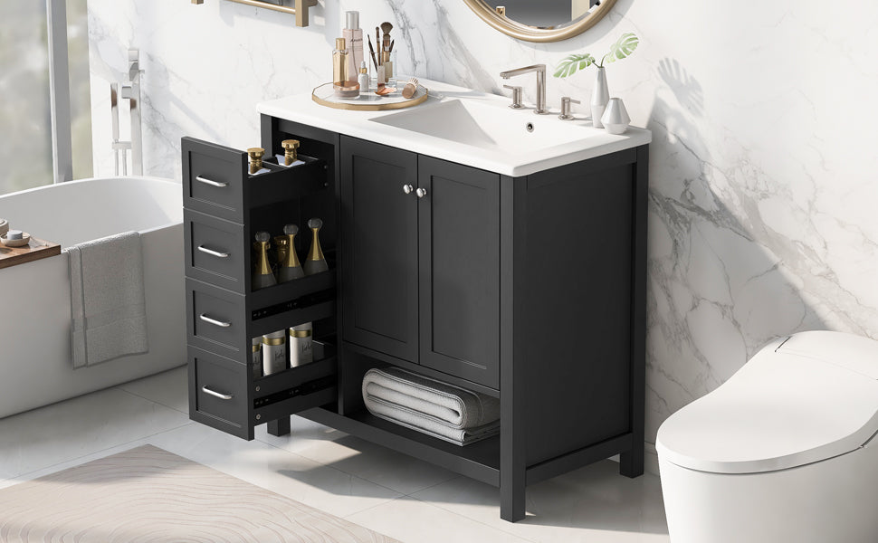 36" Bathroom Vanity with Sink Top and Storage Cabinet