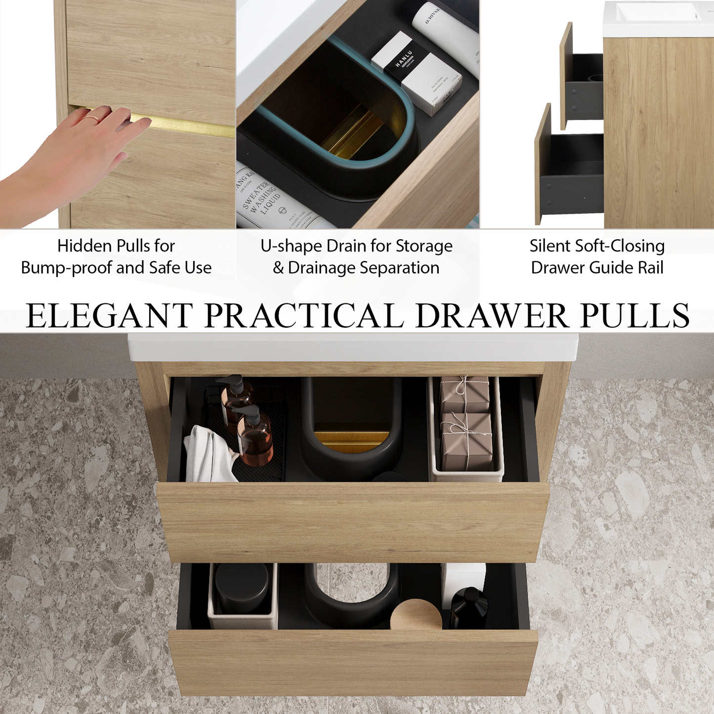 24" Wall-Mounted Bathroom Vanity with Sink
