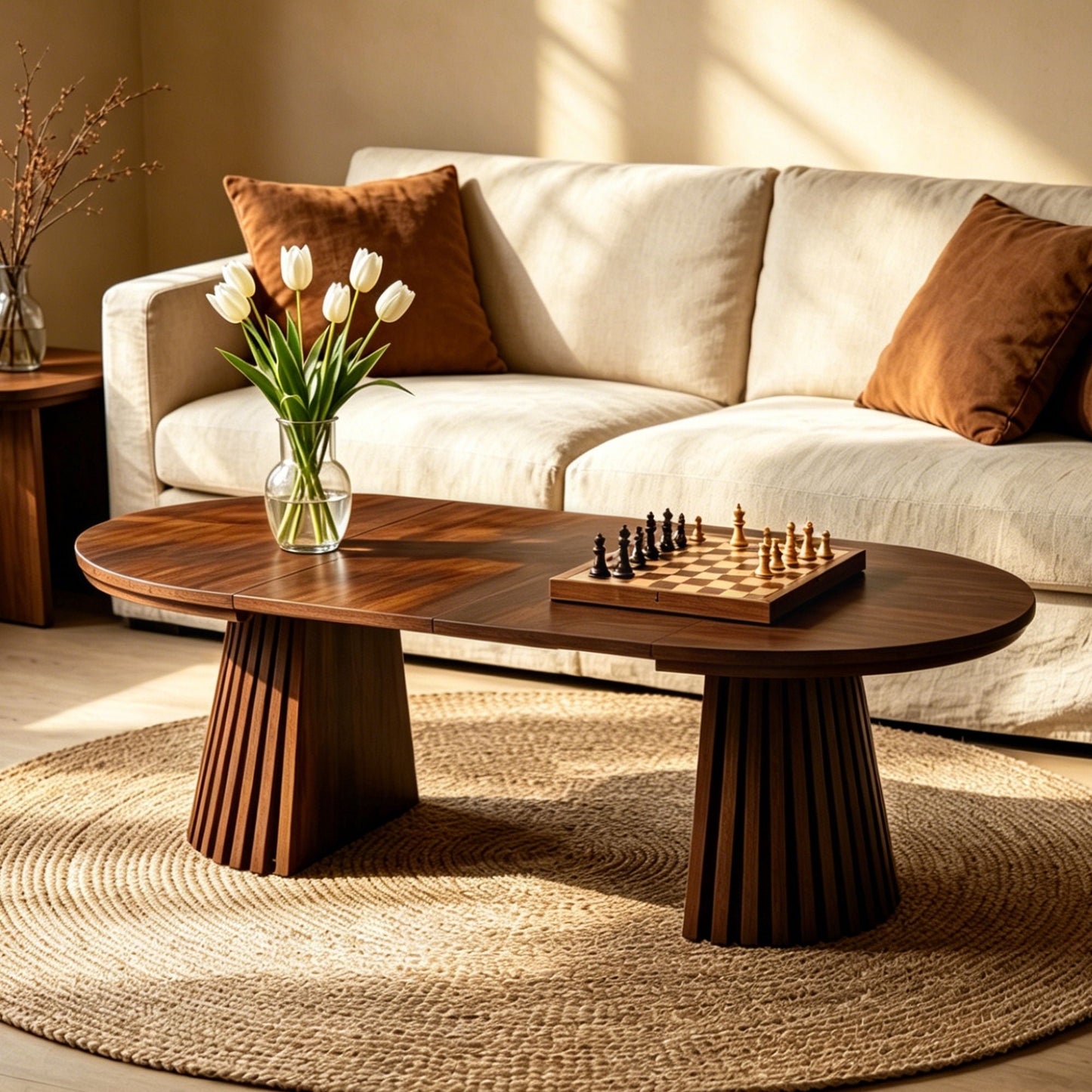 Oval Coffee Table For Living Room - Walnut