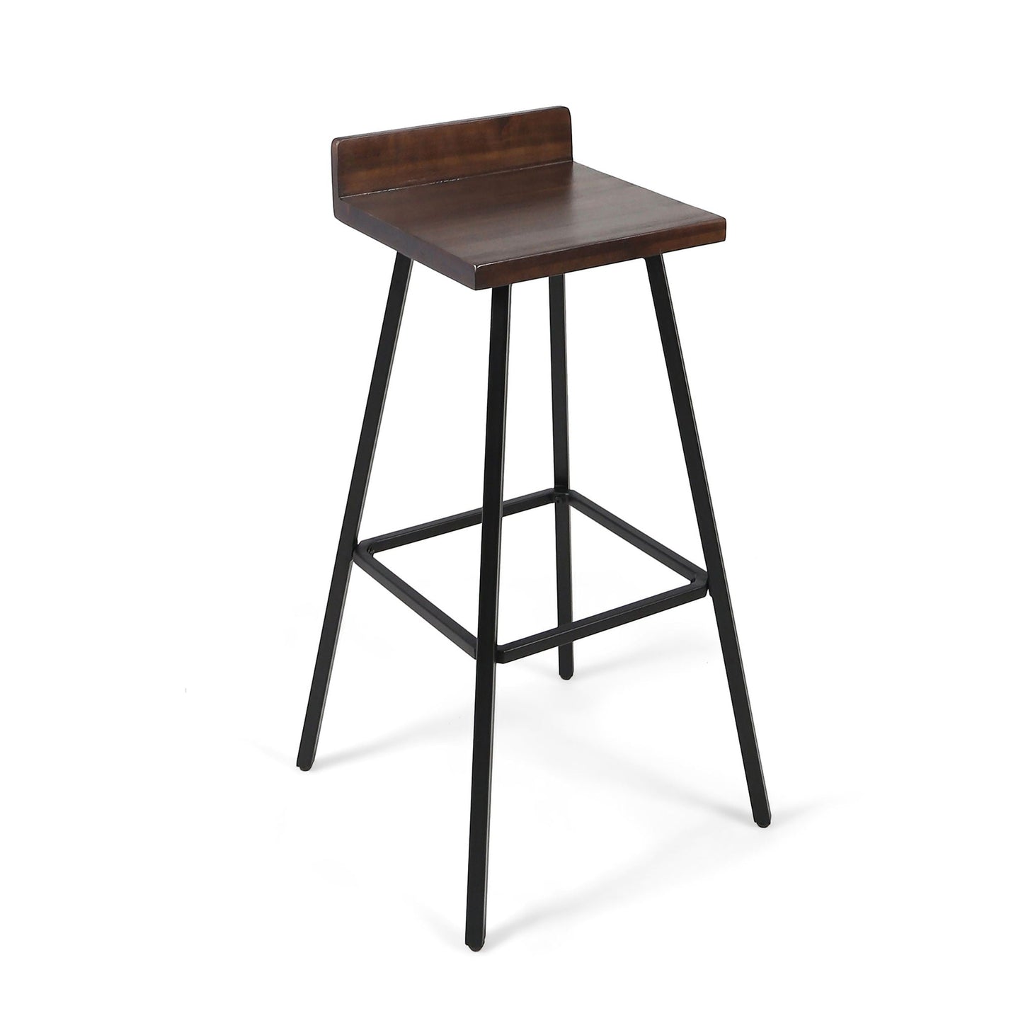 Outdoor Bar Stool With Low Backrests And Wood Seats (Set of 2)