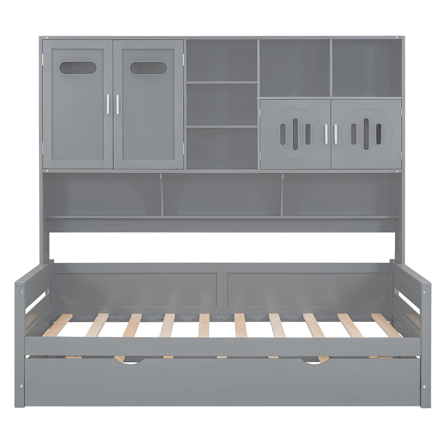 Daybed With All-In-One Cabinet And Shelf