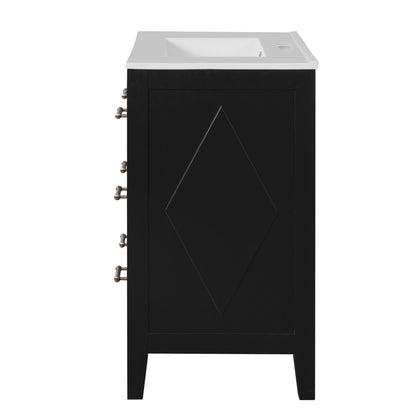Retro Bathroom Vanity With Sink Combo, Free Standing Single Set With 3 Drawers