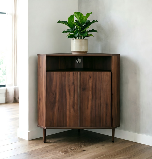 Modern Narrow Wooden Corner Storage Cabinet