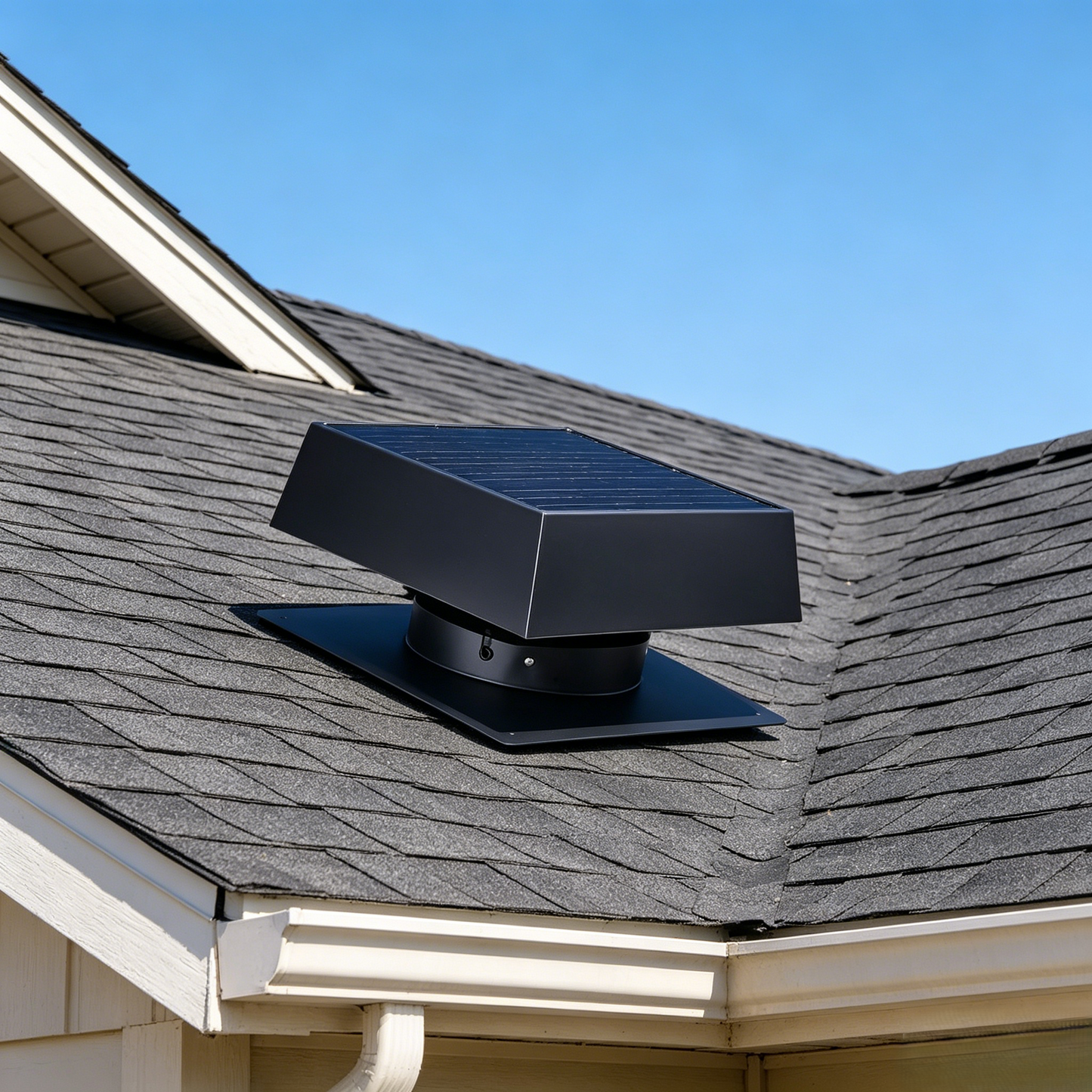12" Flush Mount Trapezoid Solar Attic Vent with Dual Power Roof Exhaust Fan