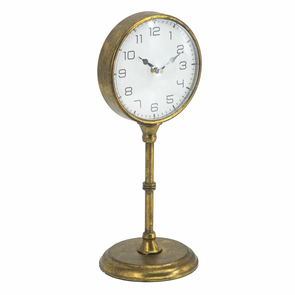 6.5x5.9x15.2' Vintage Inspired Gold Iron Table Clock