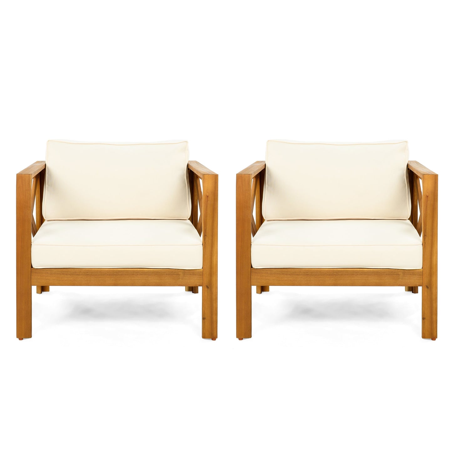 Patio Conversation Set with Acacia Wood Armchairs and End Table