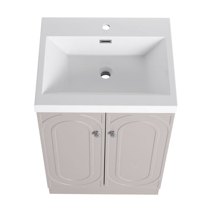 Contemporary Freestanding Bathroom Vanity With Resin Sink & Soft-Close Cabinet Doors