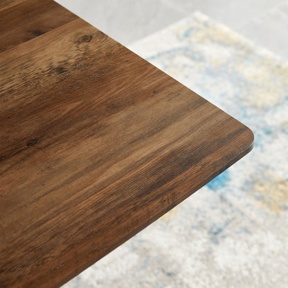 Modern Minimalist Style Dining Table MDF Wooden Top Metal Shelf Metal Heat Transfer Legs Leveling Feet For Dining Room Kitchen Office Table - Walnut / Black