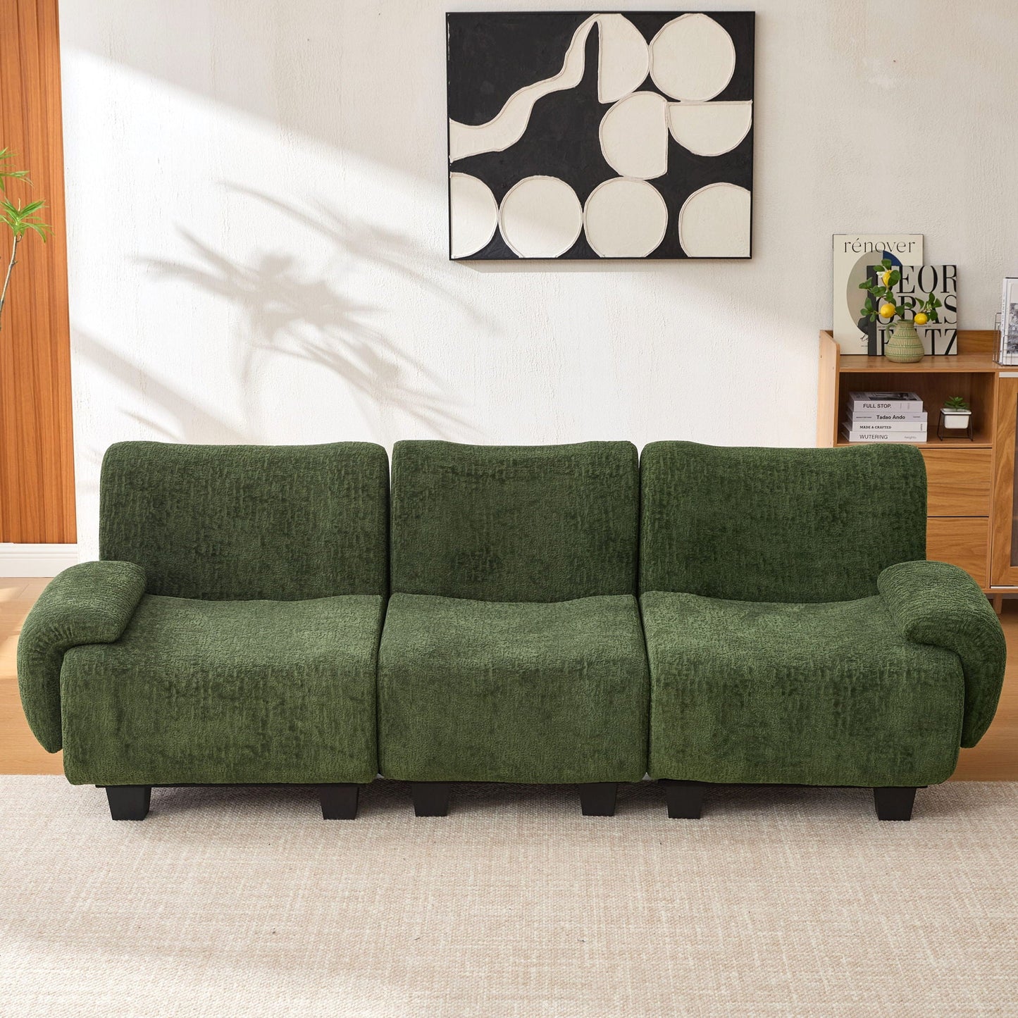 3 Seater Sofa Couch With Curved Armrests