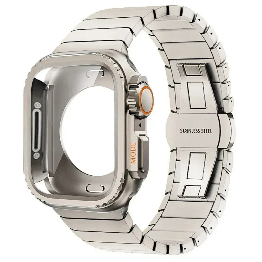 One-piece Butterfly-clasp Stainless Steel Metal Watch Strap