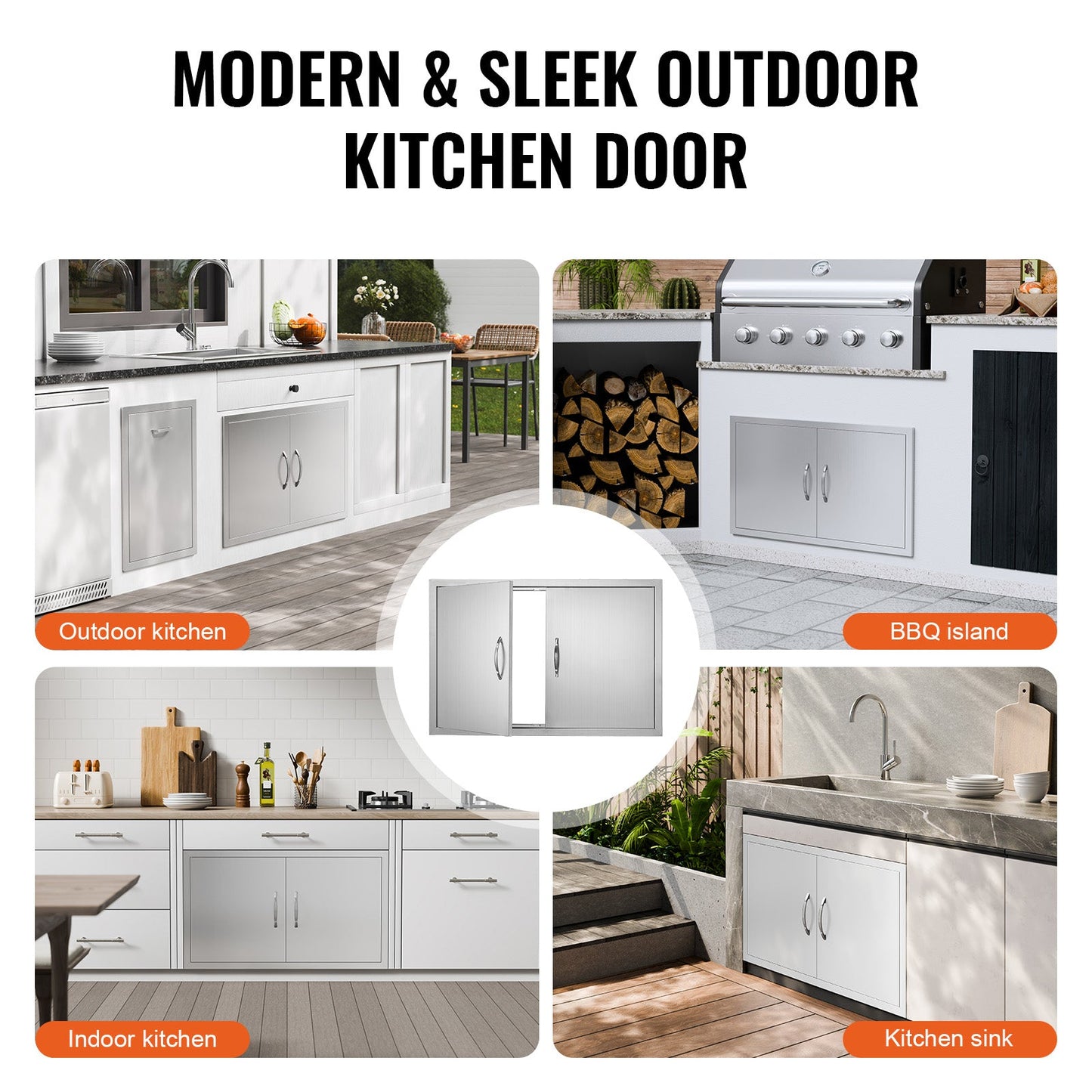 BBQ Access Door, 36W x 21H Inch Stainless Steel Outdoor Kitchen Door