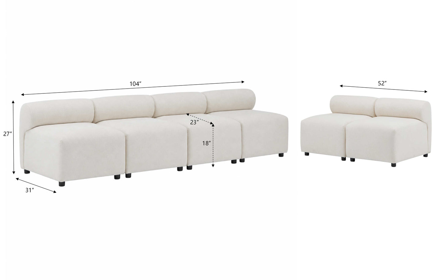 Evelyn 6-Piece Modular Chenille Sectional Sofa
