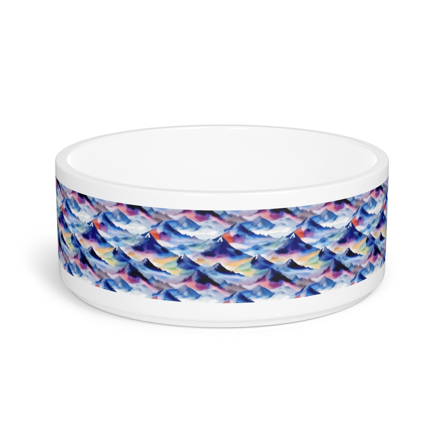 Endless Watercolor Mountain Waves - Pet Bowl