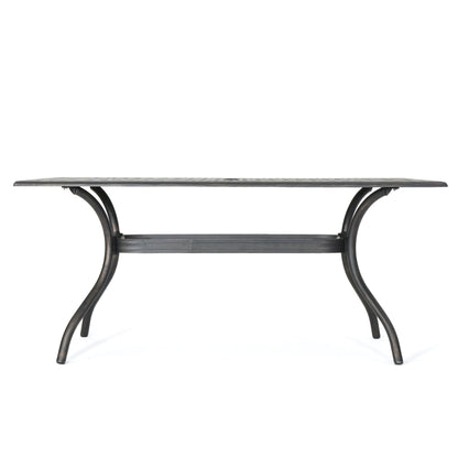 Enchantia Outdoor Rectangular Dining Table with Weave Tabletop and Flared Legs - Copper