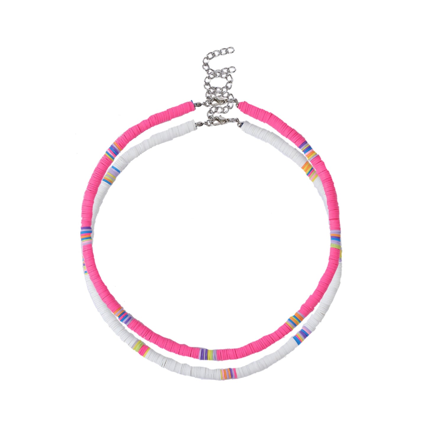 Bohemian Colorful Polymer Clay Disc Beads Necklace