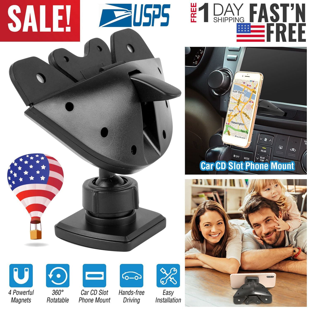 Car Phone Holder CD Slot Phone Mount Stand 360¡ Rotatable Magnetic Smartphone GPS Hands-free Driving Holder For iPhone XS/XS Max/Samsung Galaxy S11/S1