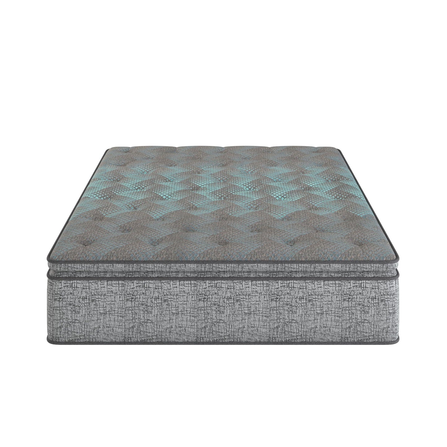 Comfort Care - 12" Hybrid Euro Top Mattress, Plush Comfort With Individual Pocketed Coil - Gray / Blue - Twin