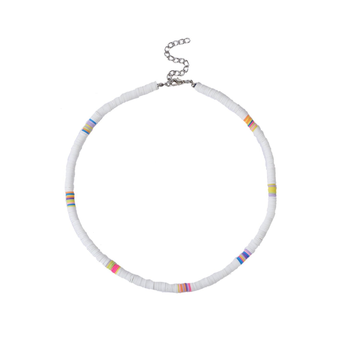Bohemian Colorful Polymer Clay Disc Beads Necklace