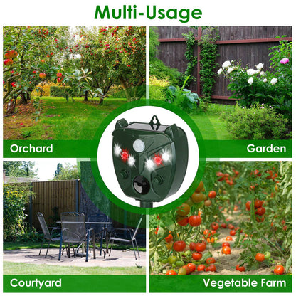 Ultrasonic Solar Animal Repeller Outdoor Mole Snake Squirrel Mouse Chaser Waterproof Bird Deer Dog Cat Deterrent with 5 Gears for Farm Garden Yard