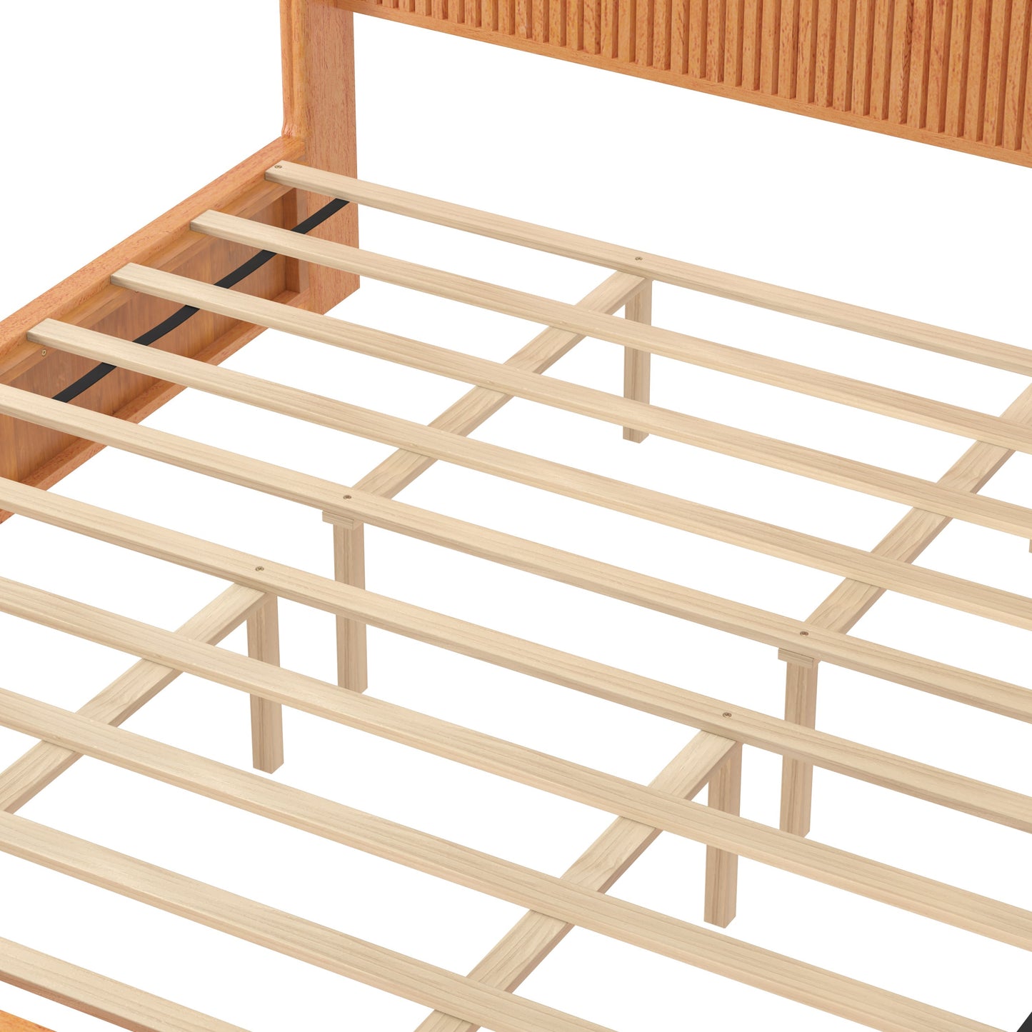 Solid Wood Platform Bed Frame with Headboard, King Size