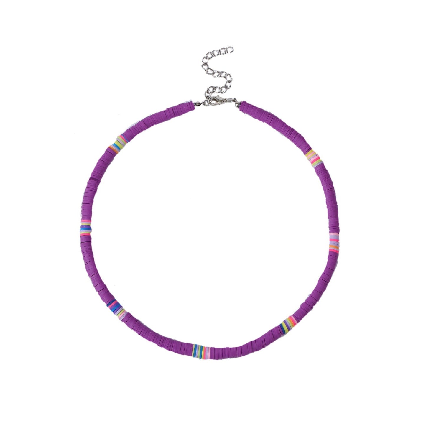 Bohemian Colorful Polymer Clay Disc Beads Necklace