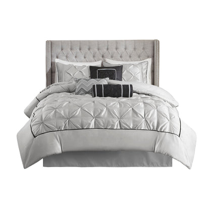7 Piece Tufted Comforter Set Grey California King
