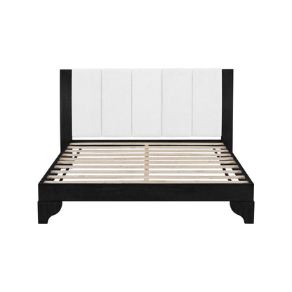 Queen Size Bed Frame in Black & White Pine