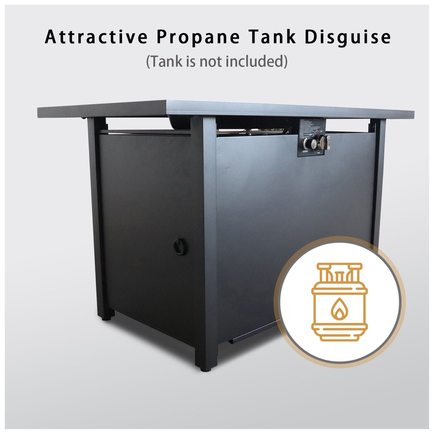 Outdoor Fire Pit Table With Lid - Black - Steel