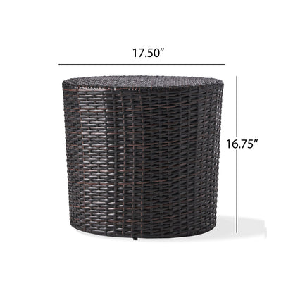 Kingstown RD Barrel Side Table, Outdoor Wicker End Table