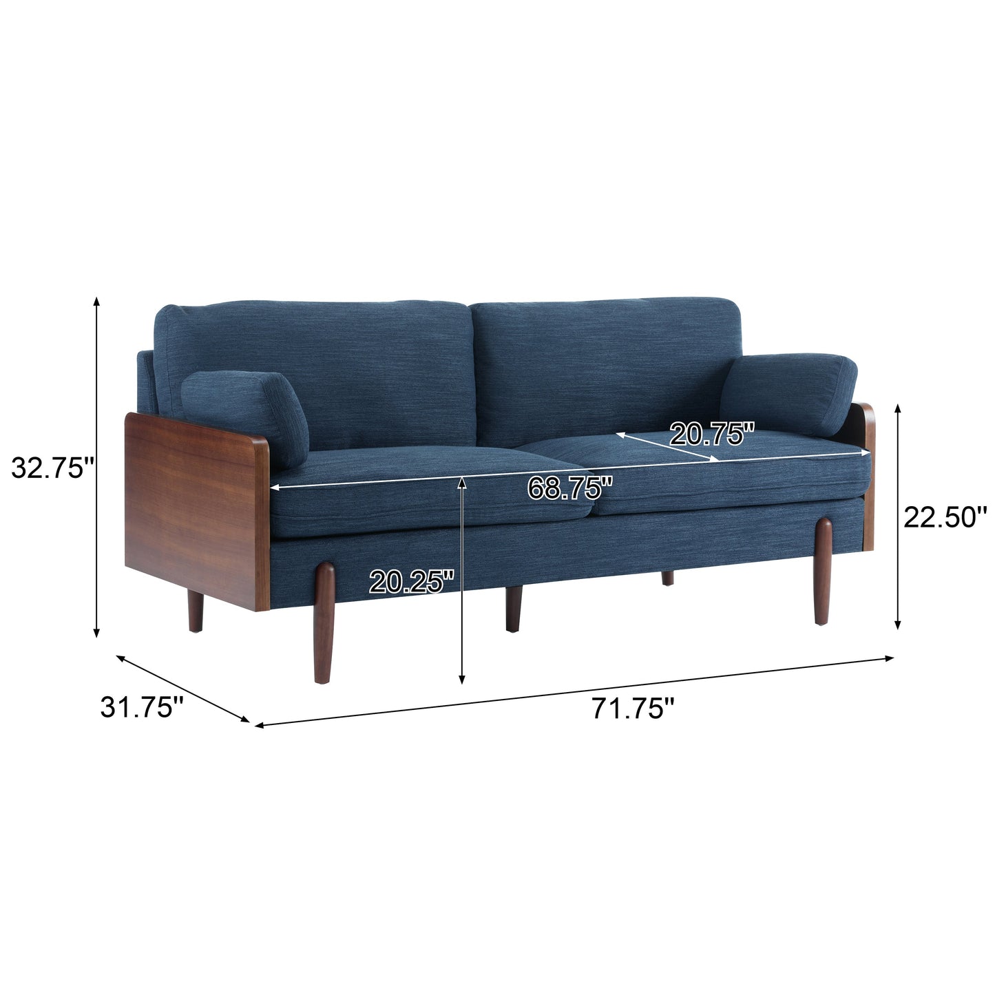 Mid-Century Modern Sofa - Navy