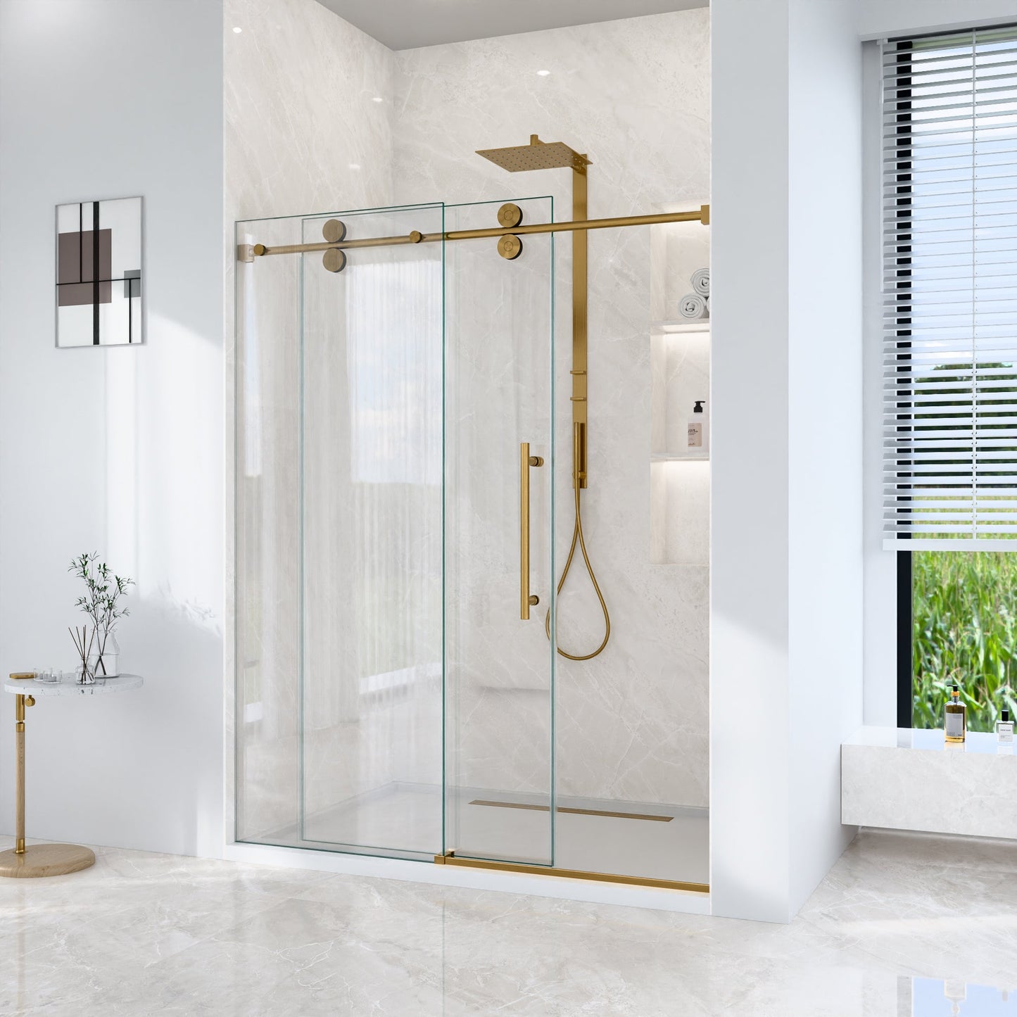56"-60"W x 72"H Frameless Single Sliding Shower Door
