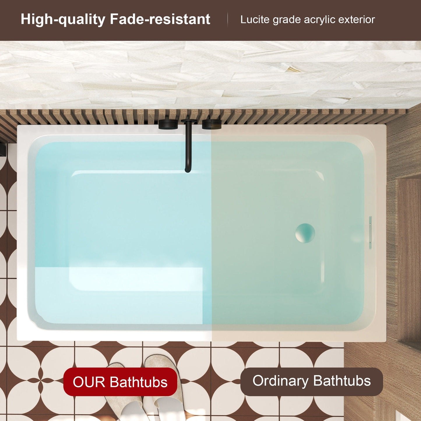 Freestanding Bathtub With Drain, Rectangular Shape