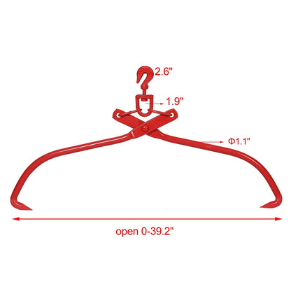 Heavy Duty Log Lifting Tongs Grapple Timber Claw - Red