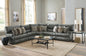 Como - 5 Piece Italian Leather Match Reclining Sectional