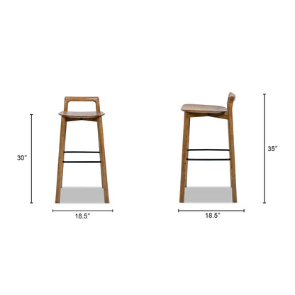 Sven 30" Modern Minimalist Low Back Wood Barstool