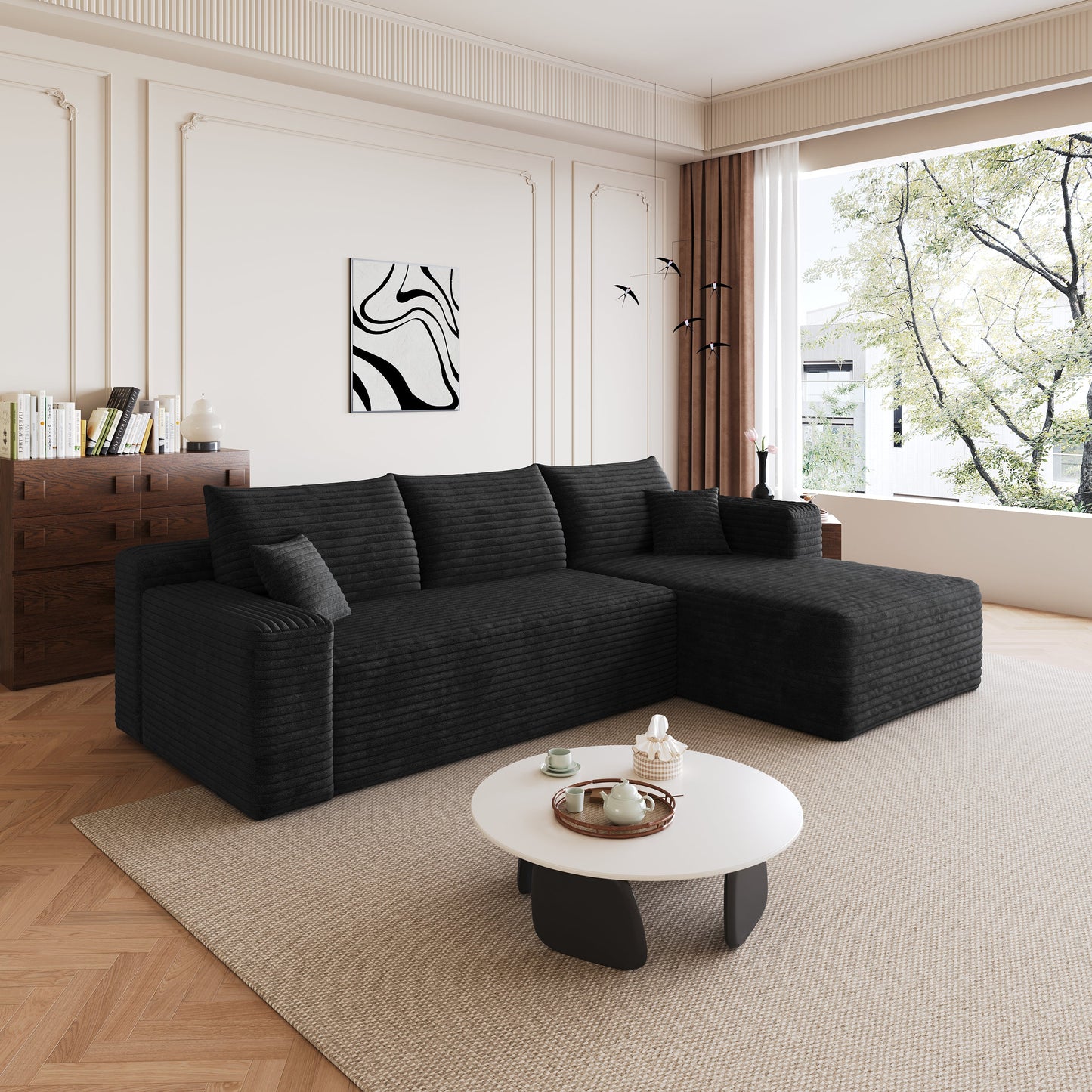 95" Cloud Sectional Sofa, Modern Minimalist Upholstered Couch