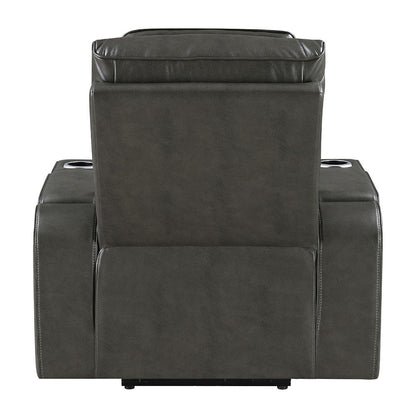 Taddeo - Power Motion Recliner With Power Headrest, USB, Wireless Charger & LED - Dark Gray