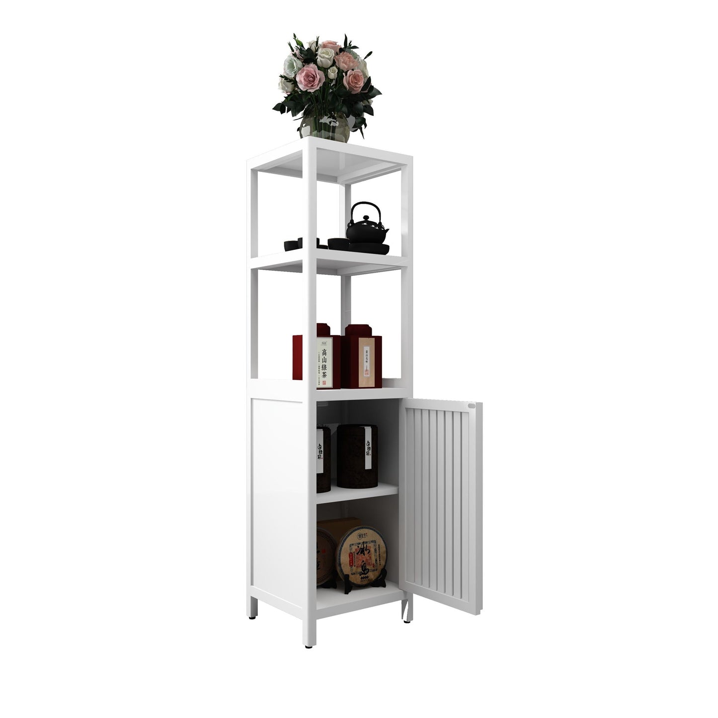 Storage Cabinet With Tall Tower, Multifunctional For Bathroom